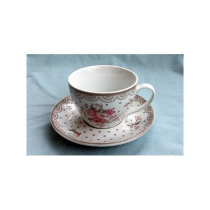 Φλυτζάνι τσαγιού πορσελάνης με πιατάκι