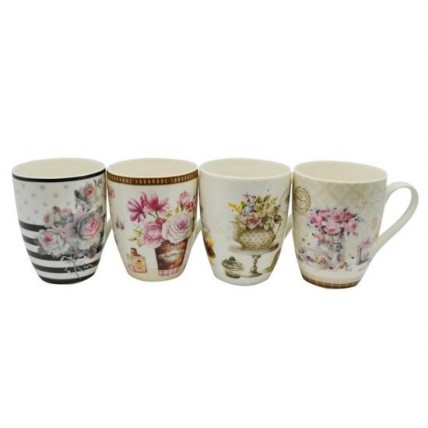 Κούπες πορσελάνη 4 σχέδια "VINTAGE"